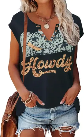 Zyyfly Womens Cap Sleeve Tank Tops V Neck Graphic Summer Shirts Loose Fit