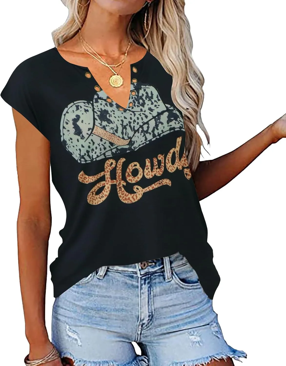 Zyyfly Womens Cap Sleeve Tank Tops V Neck Graphic Summer Shirts Loose Fit